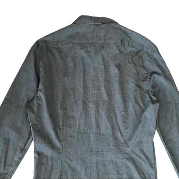 John Varvatos Men’s Slate Blue Gray Slim Fit Striped Button Down Collared Shirt - Picture 6 of 7